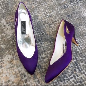 Stuart Weitzman Vintage Purple Satin Heels Sz 8.5